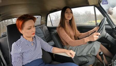 Two ladies getting stuck and does hard revving