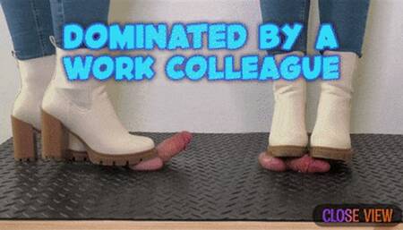 Work Colleague Bootjob During Break Time - White Anlke Boots (Close Version) - TamyStarly - CBT, Shoejob, Ballbusting, Trample, Trampling, Crush, Crushing