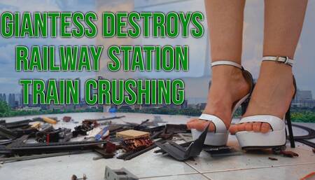 Giantess destroy train station stomping