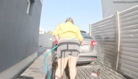 Car washing with a lot of nasty farts