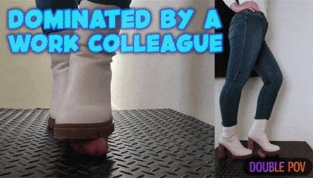 Work Colleague Bootjob During Break Time - White Anlke Boots (Double Version) - TamyStarly - CBT, Shoejob, Ballbusting, Trample, Trampling, Crush, Crushing