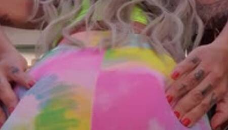 Farts in colorful leggings!