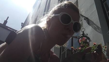 Smoke with sun on my back