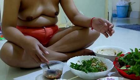 Bellystuffing Asian Girl Growing Food Stripteas