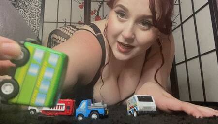 Toy car crush and stomp in high heels