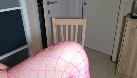 Masturbating in fishnets