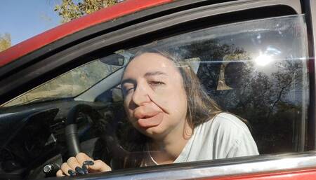 Smash my face into the car window