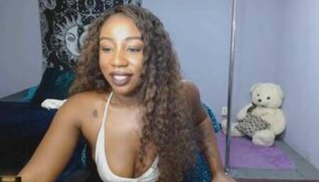 Beautiful black stripper Soriya rides big black dildo