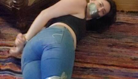 Taped Submissive Struggles on the Floor