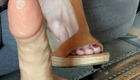 FOOTJOB - wedges and dildo