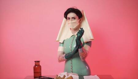 JOI latex nurse and lots of surgical gloves
