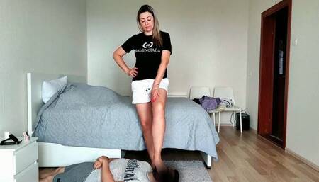 Mistress Natalie - Casting Barefoot - Front view