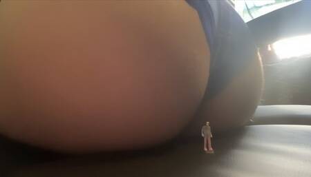 Unaware Giantess Sits on tiny