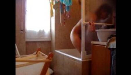 latin Stepsister with hairy pussy on spy cam