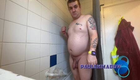 chubby guy showers