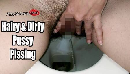 Hairy and Dirty Pussy Pissing on Dirty WC - Close Up Pussy Lips Spreading - Pee Fetish - MissBohemianX (WMV)