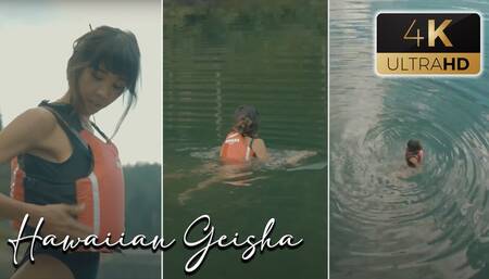 Floating In Life Jacket in Alpine Lake