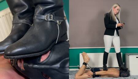 Miss Jessica Wood - Merciless Hogtied Trampling in Riding Boots (1080p MP4)