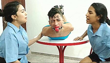 Katherine, Maria & Lucas in: Popular School Hunk Turned Sissy Slut Slave By Evil Femdom Brats! (wmv)