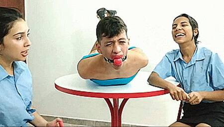 Katherine, Maria & Lucas in: Popular School Hunk Turned Sissy Slut Slave By Evil Femdom Brats! (mp4)