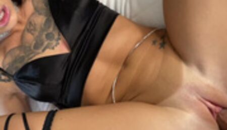 Fit babe licks cum off her own feet after amazing fuck and foot job! 2 pop shots!