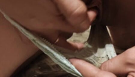 pushed panties aside and fucked with cum in pussy sperm flows into panties
