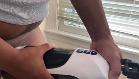 Automasturbator Milks Out Big Load From Black Dick in Cock Ring and Jock