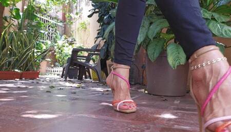 Milah Arches modeling her new high heel sandals