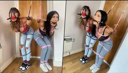 Carmen and Tatti's Tight Ballgags & Drooling Torment: Elbow Bound Strappado Nightmare! (FullHD)