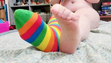 Rainbow sock tease