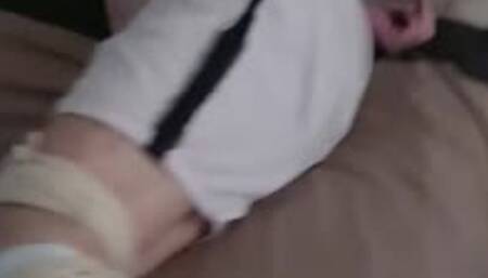 Footballer stuck in self bondage and used by woman 1