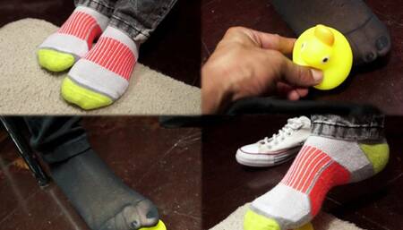 Quick and crushable teases in socks and nylons