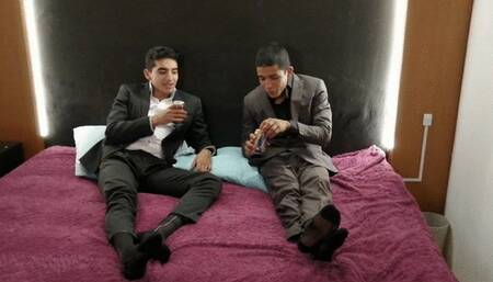 Two Young Sexy Business Men Foot Worship & Nipple Play