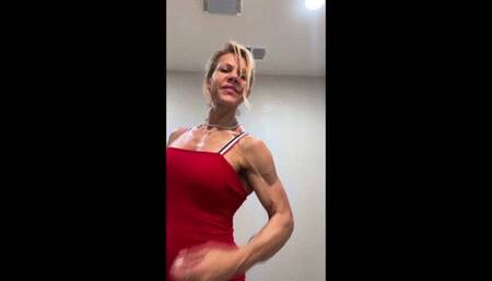 Red Tank Top Muscle Talk and Muscle Worship Upper Body