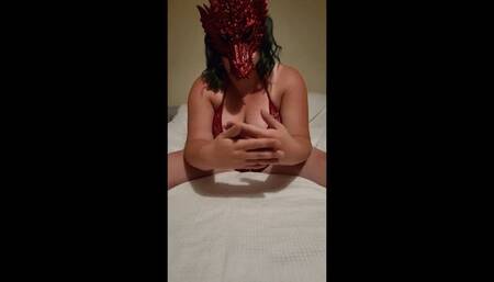 Mask Fetish Red Dragon Mask teasing with me Hands