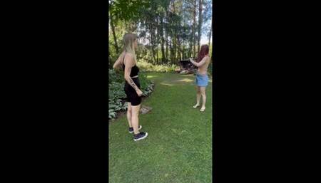 Bondage and hardcore whipping session with sub toy