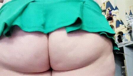 Green Cheerleader Skirt - Ass Tease