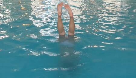 White Bikini Pool Tricks 1