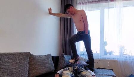 Twink Dominates Grown Man + Trampling & Foot Worship