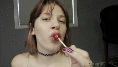 Licking and Sucking Cherry Lollipop - Mari Merlowe - WMV 1080p HD