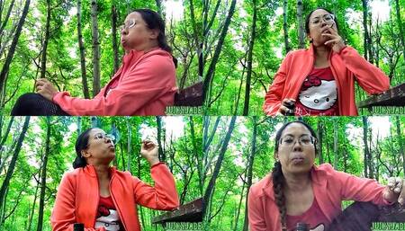 Petite Asian Smoking and Coughing in the woods volume 26 Non Nude ****mp4****