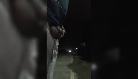 Indian Pierced Dick Jerk off Solo on Road