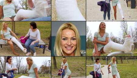 Cherry LLWC Crutching, Cast Talk and Toe Massage in the Park (in HD 1920 X 1080)