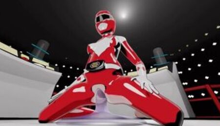 Female Red ranger cowgirl riding slime dick