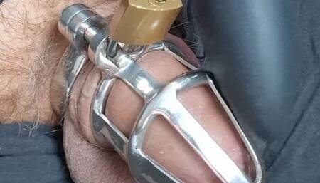 My Cock Caged. Lost My Key. Only a 9inch Dildo and Vibrating Anal Plug Can Help Me to Orgasm... Fuck
