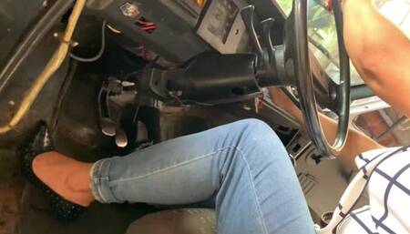 Mrs Barbara drives in high heels