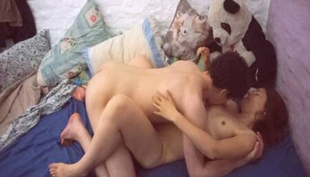 A young couple having hard sex after collage