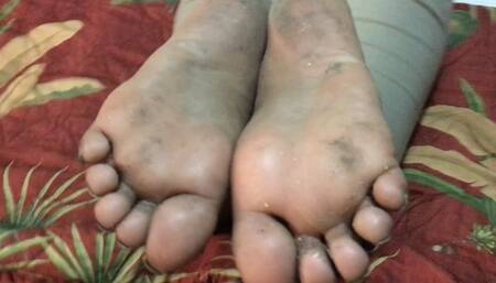 Cherise First Bastinado Session after working for 14 hours in shoes with no socks on