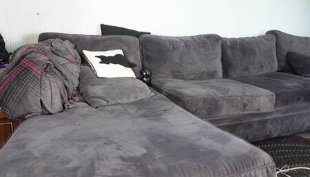 STUCK in couch! Ass up and pants falling down! MP4 1080