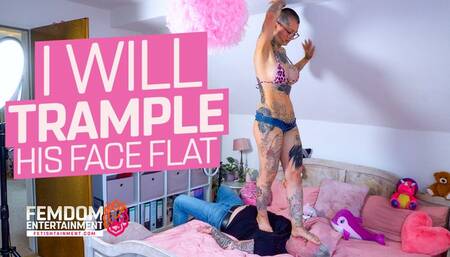 I will trample his face flat ( Trampling with Lady Sandy Foxx ) - FULL HD MP4